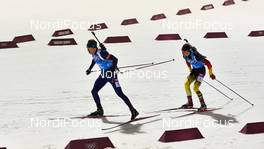 22.02.2014, Sochi, Russia (RUS): Emil Hegle Svendsen (NOR), Simon Schempp (GER), (l-r) - XXII. Olympic Winter Games Sochi 2014, biathlon, relay men, Sochi (RUS). www.nordicfocus.com. © NordicFocus. Every downloaded picture is fee-liable.