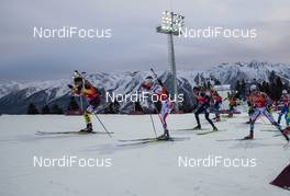 22.02.2014, Sochi, Russia (RUS): (l-r) Erik Lesser (GER)Salomon, Swix, adidas, Simon Fourcade (FRA)Fischer, Rottefella, Rossignol, Swix and Tarjei Boe (NOR)Fischer, Rottefella, Alpina, Swix, ODLO  - XXII. Olympic Winter Games Sochi 2014, biathlon, relay men, Sochi (RUS). www.nordicfocus.com. © NordicFocus. Every downloaded picture is fee-liable.