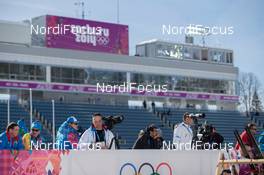 07.02.2014, Sochi, Russia (RUS): Event Feature: Coaches in the venue - XXII. Olympic Winter Games Sochi 2014, biathlon, training, Sochi (RUS). www.nordicfocus.com. © NordicFocus. Every downloaded picture is fee-liable.