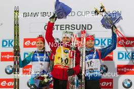 03.12.2014, Oestersund, Sweden (SWE):  Serhiy Semenov (UKR), Emil Hegle Svendsen (NOR), Michal Slesingr (CZE) - IBU world cup biathlon, individual men, Oestersund (SWE). www.nordicfocus.com. © Manzoni/NordicFocus. Every downloaded picture is fee-liable.