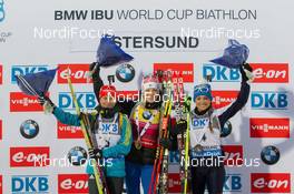 07.12.2014, Oestersund, Sweden (SWE): Valj Semerenko (UKR), Kaisa Maekaeraeinen (FIN), Dorothea Wierer (ITA) - IBU world cup biathlon, pursuit women, Oestersund (SWE). www.nordicfocus.com. © Manzoni/NordicFocus. Every downloaded picture is fee-liable.
