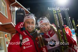 06.12.2014, Oestersund, Sweden (SWE): Stian Eckhoff (NOR), coach Team Norway, Tiril Eckhoff (NOR) - IBU world cup biathlon, sprint women, Oestersund (SWE). www.nordicfocus.com. © Manzoni/NordicFocus. Every downloaded picture is fee-liable.