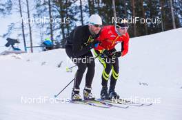 29.11.2014, Oestersund, Sweden (SWE): Alexis Boeuf (FRA), Guillaume Robert (FRA), Salomon race service - IBU world cup biathlon, training, Oestersund (SWE). www.nordicfocus.com. © Manzoni/NordicFocus. Every downloaded picture is fee-liable.