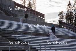 28.11.2014, Oestersund, Sweden (SWE): Event Feature: volunteers clean the grand stand  - IBU world cup biathlon, training, Oestersund (SWE). www.nordicfocus.com. © Manzoni/NordicFocus. Every downloaded picture is fee-liable.