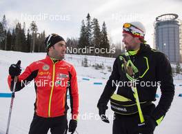 29.11.2014, Oestersund, Sweden (SWE): Simon Fourcade (FRA), Michael Roesch (BEL) - IBU world cup biathlon, training, Oestersund (SWE). www.nordicfocus.com. © Manzoni/NordicFocus. Every downloaded picture is fee-liable.