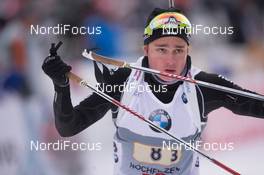 13.12.2014, Hochfilzen, Austria (AUT): Jeremy Finello (SUI) - IBU world cup biathlon, relay men, Hochfilzen (AUT). www.nordicfocus.com. © Manzoni/NordicFocus. Every downloaded picture is fee-liable.