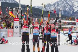 13.12.2014, Hochfilzen, Austria (AUT): Vanessa Hinz (GER), Franziska Preuss (GER), Luise Kummer (GER), Franziska Hildebrand (GER) - IBU world cup biathlon, relay women, Hochfilzen (AUT). www.nordicfocus.com. © Manzoni/NordicFocus. Every downloaded picture is fee-liable.