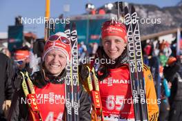 12.12.2014, Hochfilzen, Austria (AUT): Franziska Hildebrand (GER), Vanessa Hinz (GER) - IBU world cup biathlon, sprint women, Hochfilzen (AUT). www.nordicfocus.com. © Manzoni/NordicFocus. Every downloaded picture is fee-liable.