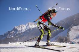 12.12.2014, Hochfilzen, Austria (AUT): Justine Braisaz (FRA) - IBU world cup biathlon, sprint women, Hochfilzen (AUT). www.nordicfocus.com. © Manzoni/NordicFocus. Every downloaded picture is fee-liable.