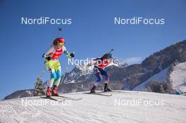12.12.2014, Hochfilzen, Austria (AUT): Anja Erzen (SLO), Hanah Dreissigacker (USA) - IBU world cup biathlon, sprint women, Hochfilzen (AUT). www.nordicfocus.com. © Manzoni/NordicFocus. Every downloaded picture is fee-liable.