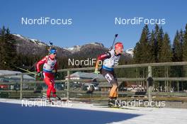 21.12.2014, Pokljuka, Slovenia (SLO): Daniel Boehm (GER), Lukas Hofer (ITA) - IBU world cup biathlon, mass men, Pokljuka (SLO). www.nordicfocus.com. © Manzoni/NordicFocus. Every downloaded picture is fee-liable.