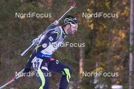 19.12.2014, Pokljuka, Slovenia (SLO): Simon Fourcade (FRA) - IBU world cup biathlon, sprint men, Pokljuka (SLO). www.nordicfocus.com. © Manzoni/NordicFocus. Every downloaded picture is fee-liable.