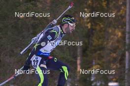19.12.2014, Pokljuka, Slovenia (SLO): Simon Fourcade (FRA) - IBU world cup biathlon, sprint men, Pokljuka (SLO). www.nordicfocus.com. © Manzoni/NordicFocus. Every downloaded picture is fee-liable.