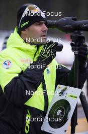 17.12.2014, Pokljuka, Slovenia (SLO): Siegfried Mazet (FRA) coach team France - IBU world cup biathlon, training, Pokljuka (SLO). www.nordicfocus.com. © Manzoni/NordicFocus. Every downloaded picture is fee-liable.