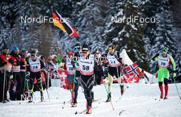 01.01.2014, Lenzerheide, Switzerland (SUI): Ivan Perrillat Boiteux (FRA), Remo Fischer (SUI), Ondrej Horyna (CZE), Alexander Lasutkin (BLR), (l-r) - FIS world cup cross-country, tour de ski, mass men, Lenzerheide (SUI). www.nordicfocus.com. © Felgenhauer/NordicFocus. Every downloaded picture is fee-liable.