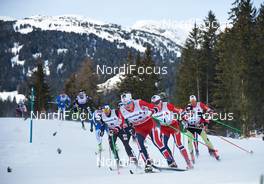 01.01.2014, Lenzerheide, Switzerland (SUI): Andrew Newell (USA), Sjur Roethe (NOR), Finn Haagen Krogh (NOR), Lukas Bauer (CZE), (l-r) - FIS world cup cross-country, tour de ski, mass men, Lenzerheide (SUI). www.nordicfocus.com. © Felgenhauer/NordicFocus. Every downloaded picture is fee-liable.