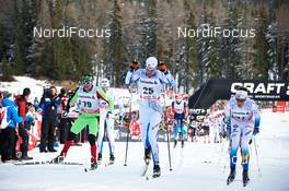 01.01.2014, Lenzerheide, Switzerland (SUI): Sergei Dolidovich (BLR), Aivar Rehemaa (EST), Martin Johansson (SWE), (l-r) - FIS world cup cross-country, tour de ski, mass men, Lenzerheide (SUI). www.nordicfocus.com. © Felgenhauer/NordicFocus. Every downloaded picture is fee-liable.