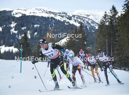 01.01.2014, Lenzerheide, Switzerland (SUI): Maurice Manificat (FRA), Johannes Duerr (AUT), Jens Filbrich (GER), Francesco De Fabiani (ITA), (l-r) - FIS world cup cross-country, tour de ski, mass men, Lenzerheide (SUI). www.nordicfocus.com. © Felgenhauer/NordicFocus. Every downloaded picture is fee-liable.
