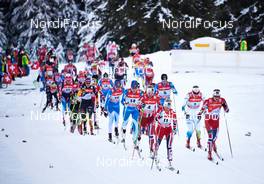 01.01.2014, Lenzerheide, Switzerland (SUI): women's start - FIS world cup cross-country, tour de ski, mass women, Lenzerheide (SUI). www.nordicfocus.com. © Felgenhauer/NordicFocus. Every downloaded picture is fee-liable.