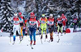 01.01.2014, Lenzerheide, Switzerland (SUI): Evelina Settlin (SWE), Irina Khazova (RUS), Barbara Jezersek (SLO), Sandra Ringwald (GER), (l-r) - FIS world cup cross-country, tour de ski, mass women, Lenzerheide (SUI). www.nordicfocus.com. © Felgenhauer/NordicFocus. Every downloaded picture is fee-liable.