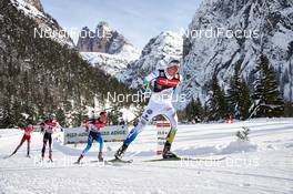 03.01.2014, Cortina-Toblach, Italy (ITA): Petter Northug (NOR), Johannes Duerr (AUT), Ilia Chernousov (RUS), Calle Halfvarsson (SWE), (l-r) - FIS world cup cross-country, tour de ski, pursuit men, Cortina-Toblach (ITA). www.nordicfocus.com. © Felgenhauer/NordicFocus. Every downloaded picture is fee-liable.
