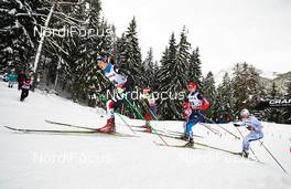 03.01.2014, Cortina-Toblach, Italy (ITA): Ilaria Debertolis (ITA), Chunxue Chi (CHN), Alevtina Tanygina (RUS), Tatjana Mannima (EST), (l-r) - FIS world cup cross-country, tour de ski, pursuit women, Cortina-Toblach (ITA). www.nordicfocus.com. © Felgenhauer/NordicFocus. Every downloaded picture is fee-liable.