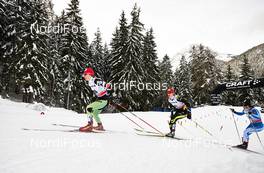 03.01.2014, Cortina-Toblach, Italy (ITA): Eva Vrabcova-Nyvltova (CZE), Aurore Jean (FRA), Krista Lahteenmaki (FIN), (l-r) - FIS world cup cross-country, tour de ski, pursuit women, Cortina-Toblach (ITA). www.nordicfocus.com. © Felgenhauer/NordicFocus. Every downloaded picture is fee-liable.