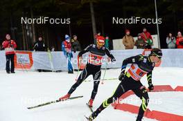 12.01.2014, Nove Mesto, Czech Republic (CZE): Ueli Schnider (SUI), Jay Renaud (FRA), (l-r) - FIS world cup cross-country, team sprint, Nove Mesto (CZE). www.nordicfocus.com. © Rauschendorfer/NordicFocus. Every downloaded picture is fee-liable.
