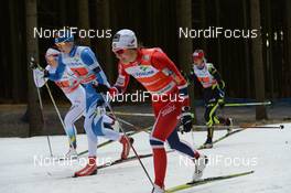 12.01.2014, Nove Mesto, Czech Republic (CZE): Britta Johansson Norgren (SWE), Mona-Lisa Malvalehto (FIN), Maiken Caspersen Falla (NOR), Jean Aurore (FRA), (l-r) - FIS world cup cross-country, team sprint, Nove Mesto (CZE). www.nordicfocus.com. © Rauschendorfer/NordicFocus. Every downloaded picture is fee-liable.