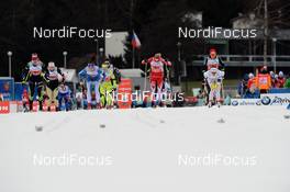 12.01.2014, Nove Mesto, Czech Republic (CZE): start of the first semifinal of the women - FIS world cup cross-country, team sprint, Nove Mesto (CZE). www.nordicfocus.com. © Rauschendorfer/NordicFocus. Every downloaded picture is fee-liable.