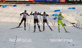 01.03.2014, Lahti, Finland (FIN): (l-r) Sophie Caldwell (USA), Fischer, Swix, Salomon, Kikkan Randall (USA), Fischer, Swix, Salomon, Gaia Vuerich (ITA), Fischer, Swix, Alpina, Rottefella and Katja Visnar (SLO), Fischer, Swix, Rottefella, One Way - FIS world cup cross-country, individual sprint, Lahti (FIN). www.nordicfocus.com. © Laiho/NordicFocus. Every downloaded picture is fee-liable.