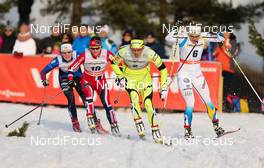 01.03.2014, Lahti, Finland (FIN): (l-r) Maiken Caspersen Falla (NOR), Fischer, Swix, Alpina, Rottefella, Katja Visnar (SLO), Fischer, Swix, Rottefella, One Way and Hanna Falk (SWE), Atomic, One Way, Craft - FIS world cup cross-country, individual sprint, Lahti (FIN). www.nordicfocus.com. © Laiho/NordicFocus. Every downloaded picture is fee-liable.