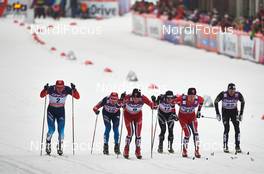 05.03.2014, Drammen, Norway (NOR): Anton Gafarov (RUS), Sergey Ustiugov (RUS), Emil Nyeng (NOR), Gianluca Cologna (SUI), Vegard Bjerkreim Nilsen (NOR), Andrew Newell (USA), (l-r) - FIS world cup cross-country, individual sprint, Drammen (NOR). www.nordicfocus.com. © Felgenhauer/NordicFocus. Every downloaded picture is fee-liable.