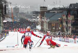 05.03.2014, Drammen, Norway (NOR): Maicol Rastelli (ITA), Paal Golberg (NOR), Ola Vigen Hattestad (NOR), (l-r) - FIS world cup cross-country, individual sprint, Drammen (NOR). www.nordicfocus.com. © Felgenhauer/NordicFocus. Every downloaded picture is fee-liable.