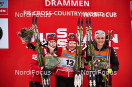 05.03.2014, Drammen, Norway (NOR): Marit Bjoergen (NOR), Maiken Caspersen Falla (NOR), Stina Nilsson (SWE), (l-r) - FIS world cup cross-country, individual sprint, Drammen (NOR). www.nordicfocus.com. © Felgenhauer/NordicFocus. Every downloaded picture is fee-liable.