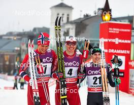 05.03.2014, Drammen, Norway (NOR): Paal Golberg (NOR), Ola Vigen Hattestad (NOR), Maicol Rastelli (ITA), (l-r) - FIS world cup cross-country, individual sprint, Drammen (NOR). www.nordicfocus.com. © Felgenhauer/NordicFocus. Every downloaded picture is fee-liable.