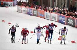 05.03.2014, Drammen, Norway (NOR): Federico Pellegrino (ITA), Eirik Brandsdal (NOR), Emil Joensson (SWE), Finn Haagen Krogh (NOR), Nikita Kriukov (RUS), Alex Harvey (CAN) - FIS world cup cross-country, individual sprint, Drammen (NOR). www.nordicfocus.com. © Felgenhauer/NordicFocus. Every downloaded picture is fee-liable.