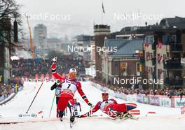 05.03.2014, Drammen, Norway (NOR): Maicol Rastelli (ITA), Paal Golberg (NOR), Ola Vigen Hattestad (NOR), (l-r) - FIS world cup cross-country, individual sprint, Drammen (NOR). www.nordicfocus.com. © Felgenhauer/NordicFocus. Every downloaded picture is fee-liable.
