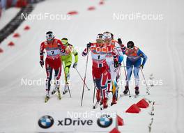 05.03.2014, Drammen, Norway (NOR): Marit Bjoergen (NOR), Ingvild Flugstad Oestberg (NOR), Stina Nilsson (SWE), (l-r) - FIS world cup cross-country, individual sprint, Drammen (NOR). www.nordicfocus.com. © Felgenhauer/NordicFocus. Every downloaded picture is fee-liable.