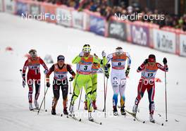 05.03.2014, Drammen, Norway (NOR): Therese Johaug (NOR), Sandra Ringwald (GER), Katja Visnar (SLO), Hanna Falk (SWE), Maiken Caspersen Falla (NOR), (l-r) - FIS world cup cross-country, individual sprint, Drammen (NOR). www.nordicfocus.com. © Felgenhauer/NordicFocus. Every downloaded picture is fee-liable.