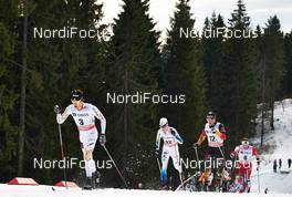 08.03.2014, Oslo, Norway (NOR): Alex Harvey (CAN), Simon Andersson (USA), Thomas Bing (GER), Paal Golberg (NOR), (l-r) - FIS world cup cross-country, mass men, Oslo (NOR). www.nordicfocus.com. © Felgenhauer/NordicFocus. Every downloaded picture is fee-liable.