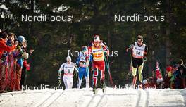 08.03.2014, Oslo, Norway (NOR): Daniel Richardsson (SWE), Iivo Niskanen (FIN), Martin Johnsrud Sundby (NOR), Lukas Bauer (CZE), (l-r) - FIS world cup cross-country, mass men, Oslo (NOR). www.nordicfocus.com. © Felgenhauer/NordicFocus. Every downloaded picture is fee-liable.