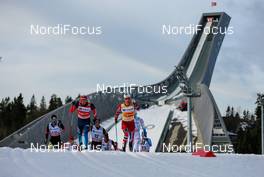 08.03.2014, Oslo, Norway (NOR): (l-r) Alexander Legkov (RUS), Rossignol, Swix, Rottefella, Adidas and Martin Johnsrud Sundby (NOR), Fischer, KV+, Rottefella, Swix - FIS world cup cross-country, mass men, Oslo (NOR). www.nordicfocus.com. © Laiho/NordicFocus. Every downloaded picture is fee-liable.