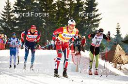 08.03.2014, Oslo, Norway (NOR): Iivo Niskanen (FIN), Alexander Legkov (RUS), Martin Johnsrud Sundby (NOR), Lukas Bauer (CZE), (l-r) - FIS world cup cross-country, mass men, Oslo (NOR). www.nordicfocus.com. © Felgenhauer/NordicFocus. Every downloaded picture is fee-liable.