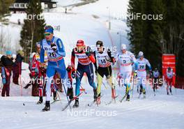 08.03.2014, Oslo, Norway (NOR): Iivo Niskanen (FIN), Rossignol, Exel, Rottefella, Craft followed by Alexander Legkov (RUS), Rossignol, Swix, Rottefella, Adidas and Lukas Bauer (CZE), Fischer, Leki, Alpina, Rottefella, Swix, Toko - FIS world cup cross-country, mass men, Oslo (NOR). www.nordicfocus.com. © Laiho/NordicFocus. Every downloaded picture is fee-liable.