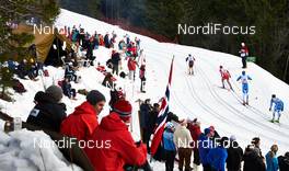 08.03.2014, Oslo, Norway (NOR): athletes pass norwegian fans - FIS world cup cross-country, mass men, Oslo (NOR). www.nordicfocus.com. © Felgenhauer/NordicFocus. Every downloaded picture is fee-liable.