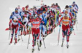 09.03.2014, Oslo, Norway (NOR): Heidi Weng (NOR), Marit Bjoergen (NOR), Therese Johaug (NOR), (l-r) - FIS world cup cross-country, mass women, Oslo (NOR). www.nordicfocus.com. © Felgenhauer/NordicFocus. Every downloaded picture is fee-liable.