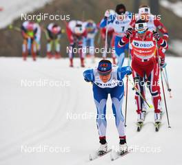 09.03.2014, Oslo, Norway (NOR): Aino-Kaisa Saarinen (FIN), Marit Bjoergen (NOR), (l-r) - FIS world cup cross-country, mass women, Oslo (NOR). www.nordicfocus.com. © Felgenhauer/NordicFocus. Every downloaded picture is fee-liable.
