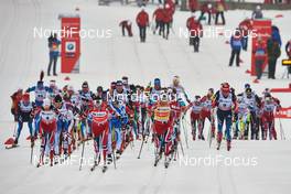 09.03.2014, Oslo, Norway (NOR): Heidi Weng (NOR), Marit Bjoergen (NOR), Therese Johaug (NOR), Yulia Tchekaleva (RUS), (l-r) - FIS world cup cross-country, mass women, Oslo (NOR). www.nordicfocus.com. © Felgenhauer/NordicFocus. Every downloaded picture is fee-liable.