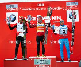 16.03.2014, Falun, Sweden (SWE): Alex Harvey (CAN), Martin Johnsrud Sundby (NOR), Alexander Legkov (RUS), (l-r), (l-r) - FIS world cup cross-country, 15km men handicap start, Falun (SWE). www.nordicfocus.com. © Felgenhauer/NordicFocus. Every downloaded picture is fee-liable.